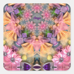 ANYA ~ Shades Yellow, Purple, Pink, Blue  Square Sticker
