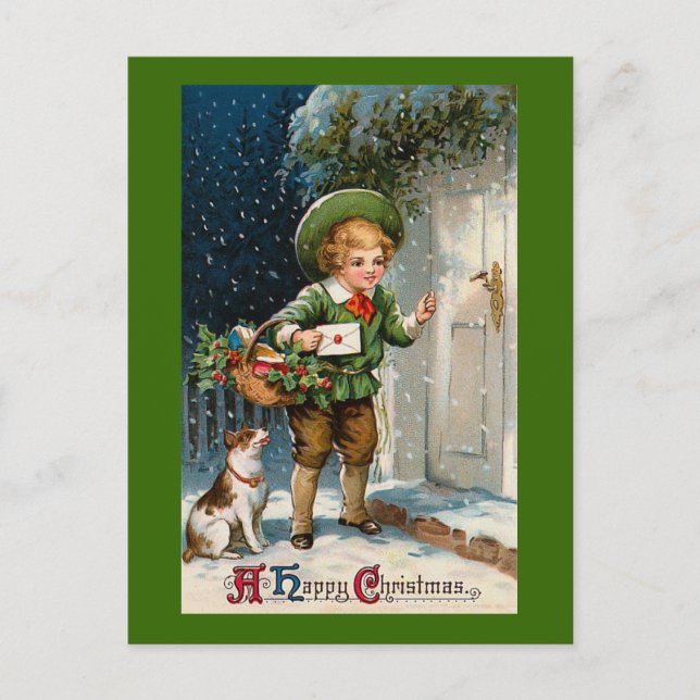 "Anybody Home ?" Vintage Christmas Holiday Postcard (Front)