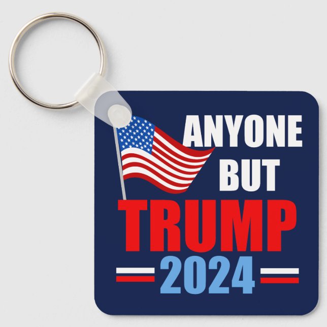 Anyone But Trump 2024 Funny Political Blue Keychain (Front)