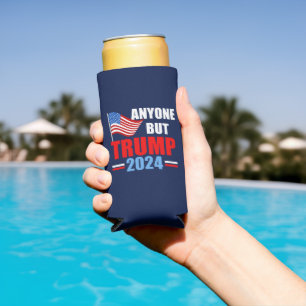 Anyone But Trump 2024 Funny Political Blue Seltzer Can Cooler