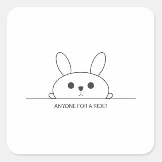 ANYONE FOR A RIDE BUNNY ILLUSTRATION SQUARE STICKER