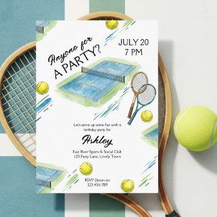 Anyone for Tennis Sports Birthday Party Invitation