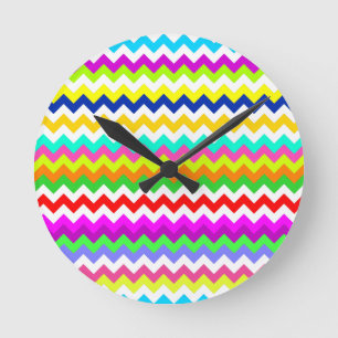 Anything But Grey Chevron Stripes Round Clock