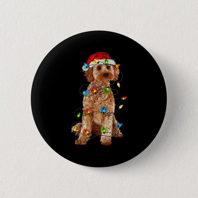 Ao Christmas Tree Light Pajama Dog Lover Xmas Funn 2 Inch Round Button (Front)