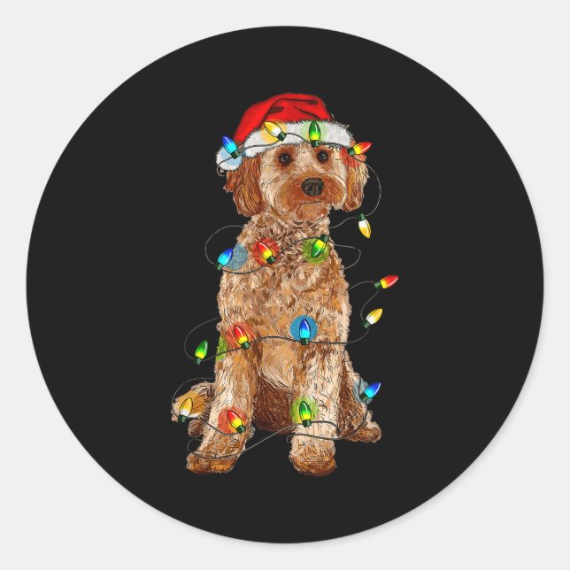 Ao Christmas Tree Light Pajama Dog Lover Xmas Funn Classic Round Sticker (Front)