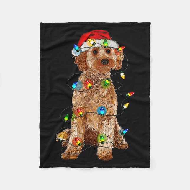 Ao Christmas Tree Light Pajama Dog Lover Xmas Funn Fleece Blanket (Front)