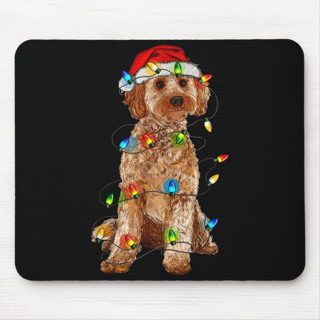 Ao Christmas Tree Light Pajama Dog Lover Xmas Funn Mouse Pad (Front)