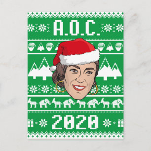 AOC 2020 Ugly Christmas Holiday Postcard