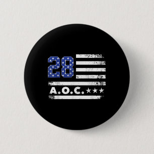 Aoc 2028 A.o.c. 2028 For President American Flag  2 Inch Round Button