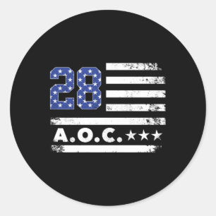 Aoc 2028 A.o.c. 2028 For President American Flag L Classic Round Sticker