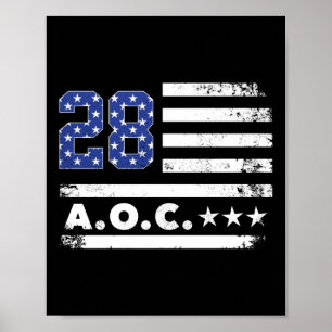 Aoc 2028 A.o.c. 2028 For President American Flag L Poster
