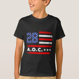 Aoc 2028 A.o.c. 2028 For President American Flag T-Shirt