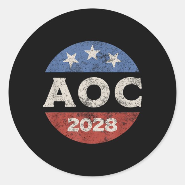 Aoc 2028 Election Retro  Classic Round Sticker (Front)