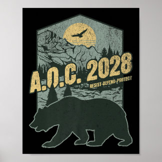 Aoc 2028 For President Resist Bear Alexandria Ocas Poster