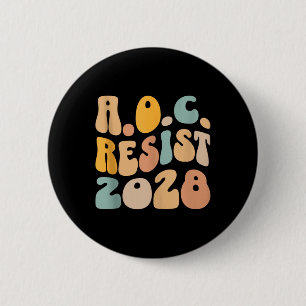 Aoc 2028 For President Resist Wavy Alexandria Ocas 2 Inch Round Button