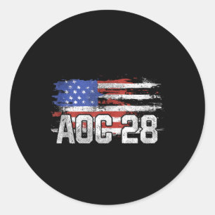Aoc 2028 President Distressed Us Flag Tank Top Classic Round Sticker