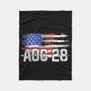 Aoc 2028 President Distressed Us Flag Tank Top Fleece Blanket