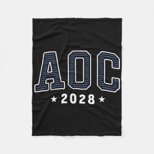 Aoc 2028 Simple Preppy Varsity Fleece Blanket