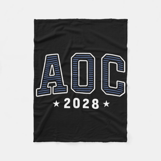 Aoc 2028 Simple Preppy Varsity  Fleece Blanket (Front)