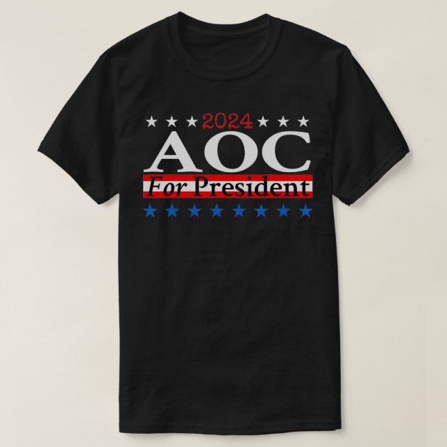 AOC for President 2024 Aleandria Ocasio Cortez Cam T-Shirt (Design Front)