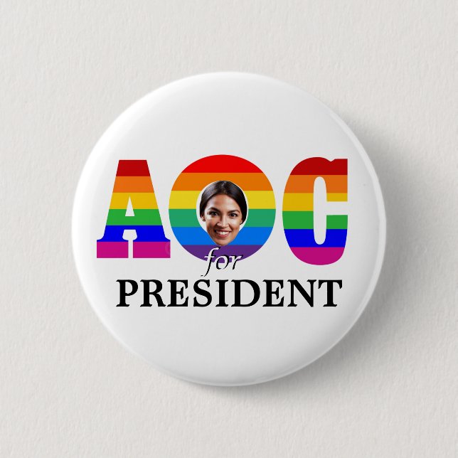 AOC for President 2 Inch Round Button (Front)