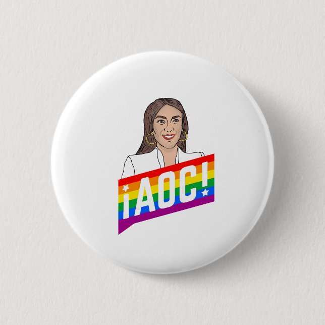 AOC LGBT PRIDE 2 INCH ROUND BUTTON (Front)