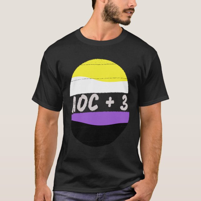 AOC plus 3 Non Binary Alexandria Ocasio Cortez and T-Shirt (Front)
