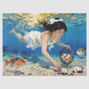 "Aoi of the Deep" – An Ocean Portrait Tissue Paper