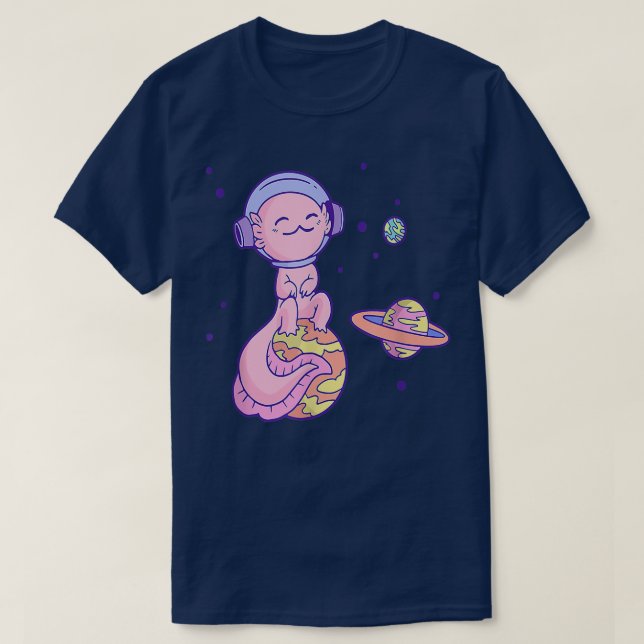 Aolotl Kawaii Space Galay Planets Aolotl Astronaut T-Shirt (Design Front)