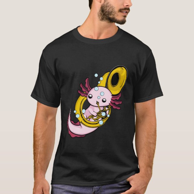 Aolotl Playing Sousaphone Marching Band retro T-Shirt (Front)