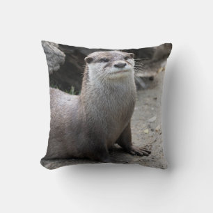 Aonyx cinerea throw pillow