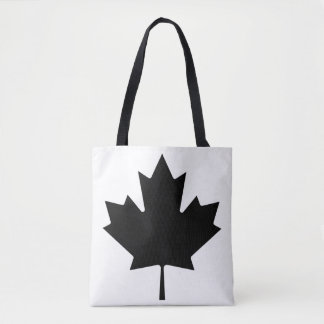 (AOP) Shoulder Tote - Maple Leaf Black/White