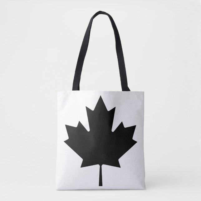 (AOP) Shoulder Tote - Maple Leaf Black/White (Front)