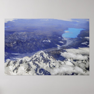 Aoraki Mount Cook and Lake Pukaki, New Zealand Poster