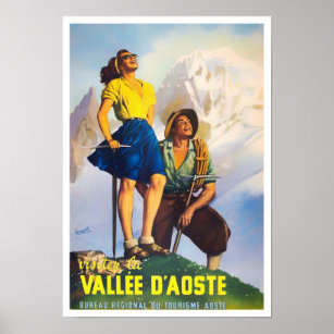 Aosta Valley Italy vintage travel Poster