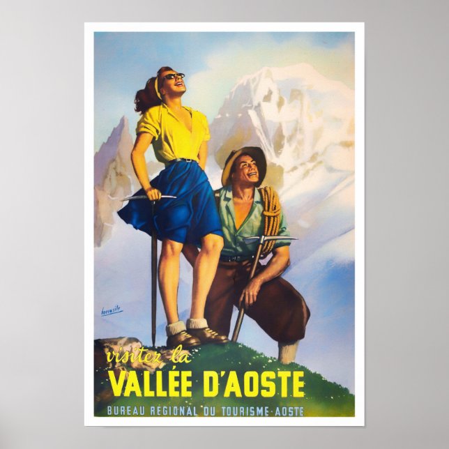 Aosta Valley Italy vintage travel Poster (Front)