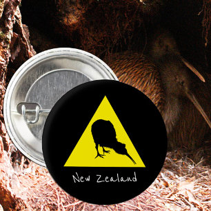 Aotearoa & Kiwi Bird, Nocturnal New Zealand travel 1 Inch Round Button
