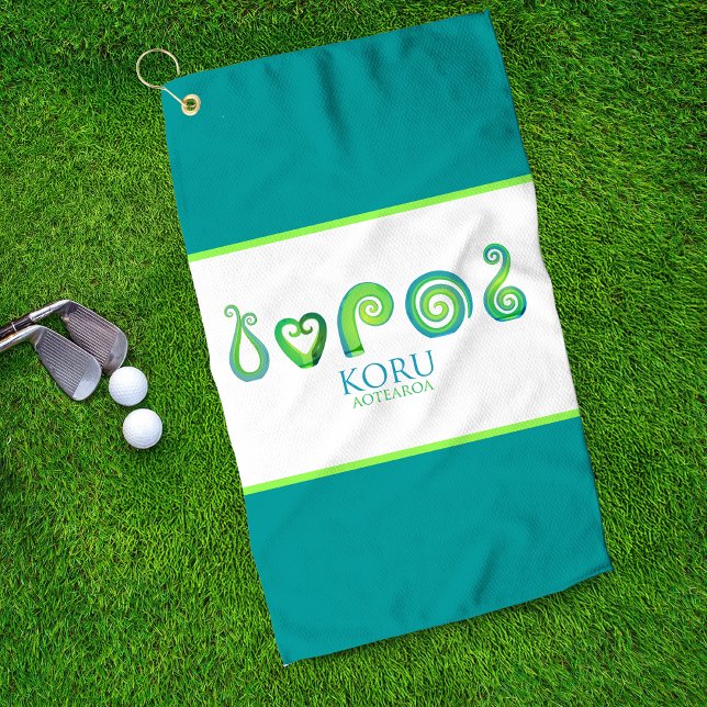 Aotearoa Koru Traditional Island Style Green Golf Towel (Creator Uploaded)
