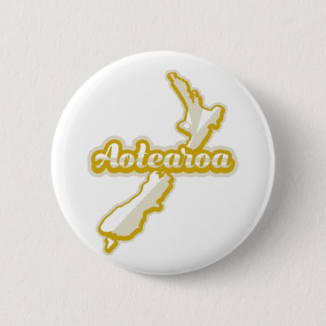 AOTEAROA NZ MAP 2 INCH ROUND BUTTON (Front)