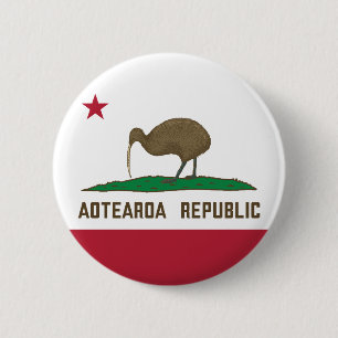 Aotearoa Republic Kiwi Flag New Zealand 2 Inch Round Button