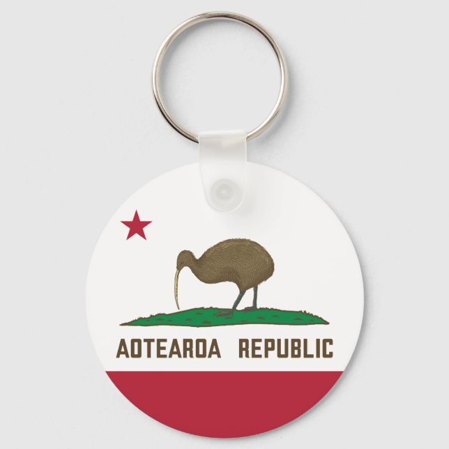 Aotearoa Republic Kiwi Flag New Zealand Keychain (Front)