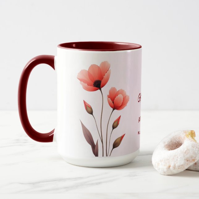 Août Mois de naissance Fleur Personnalisé Café Mug (Avec donut)