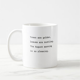 août tasse de café typographie poétique arbres d'o