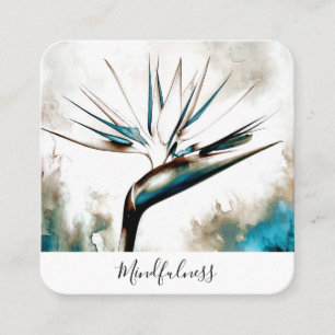 *~*  AP10 Flower Bird of Paradise  QR Watercolor Square Business Card