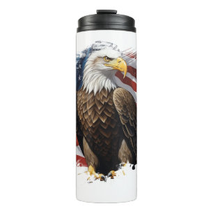*~*  AP16 Bald EAGLE Patriotic We The People Flag Thermal Tumbler