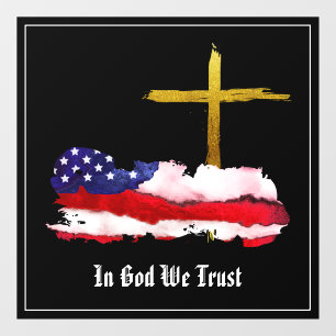 *~* AP16 Christian Patriot Eagle  Flag  Veteran  Window Cling
