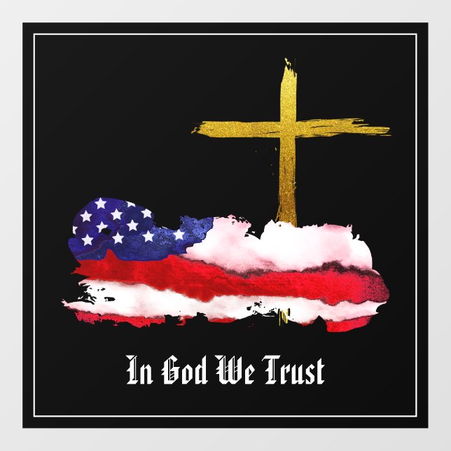 *~* AP16 Christian Patriot Eagle  Flag  Veteran  Window Cling (Sheet)