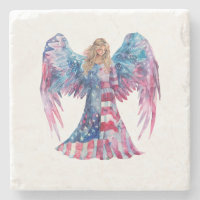 ^~* AP16 Patriotic Flag Angel Red White Blue