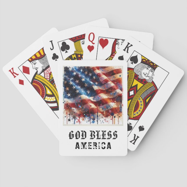 *** AP16 Red White Blue American Flag Play 10 Playing Cards (Back)