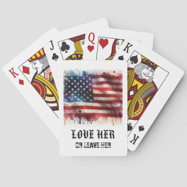 *** AP16 Red White Blue American Flag Play 4 Playing Cards (Back)